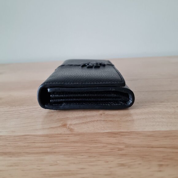 Tory Burch McGraw Envelope Wallet Black Pebbled Long Flap Luxury Designer Zip - Picture 6 of 10